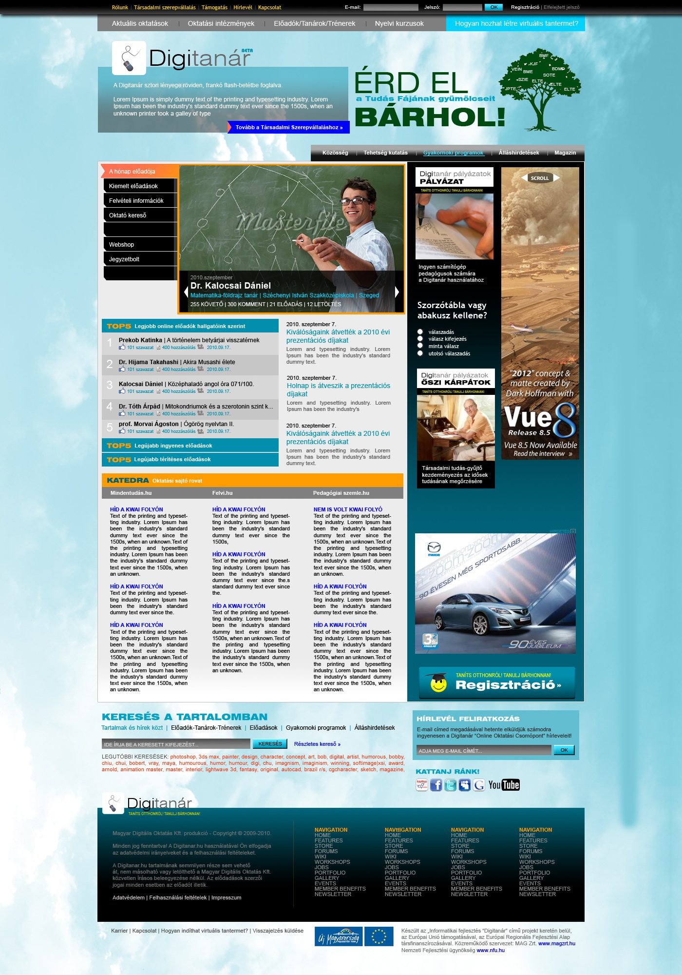 Digitanár platform — full landing page design