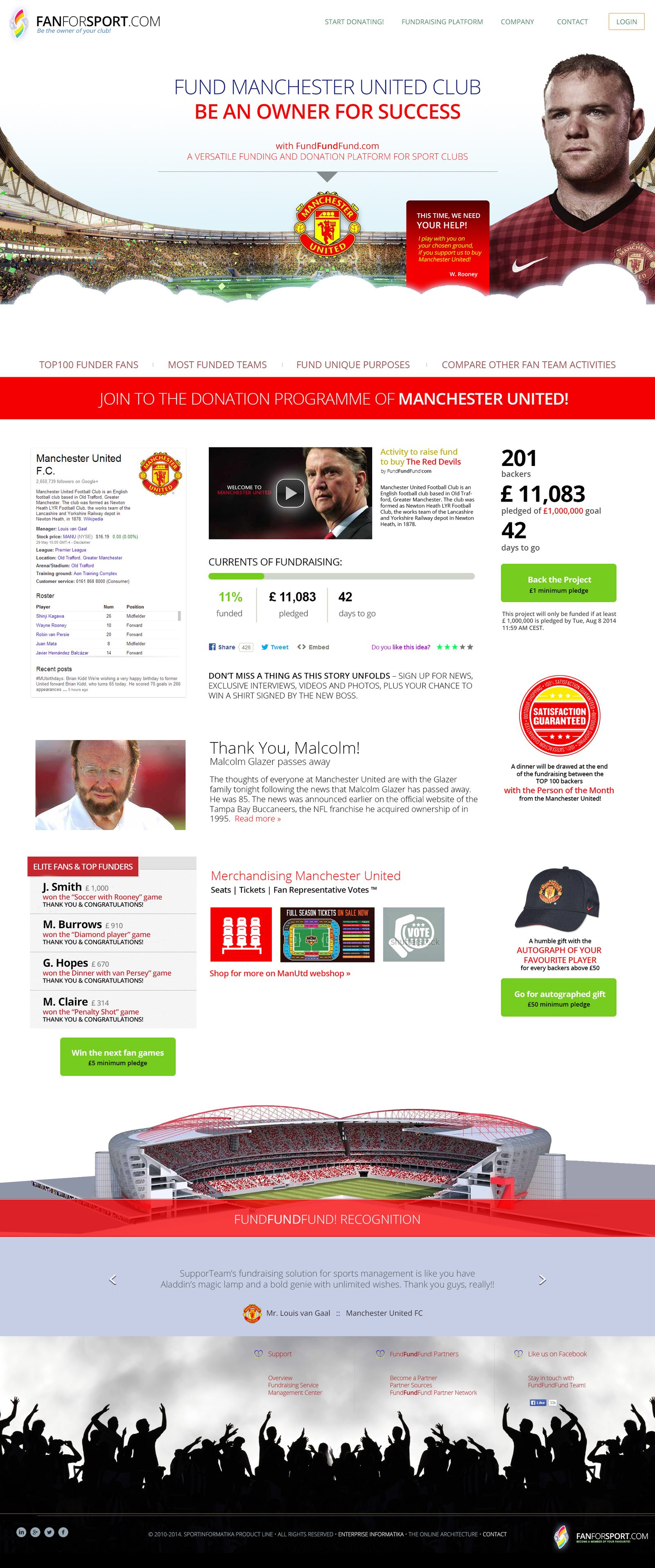 Manchester United crowdfunding page
