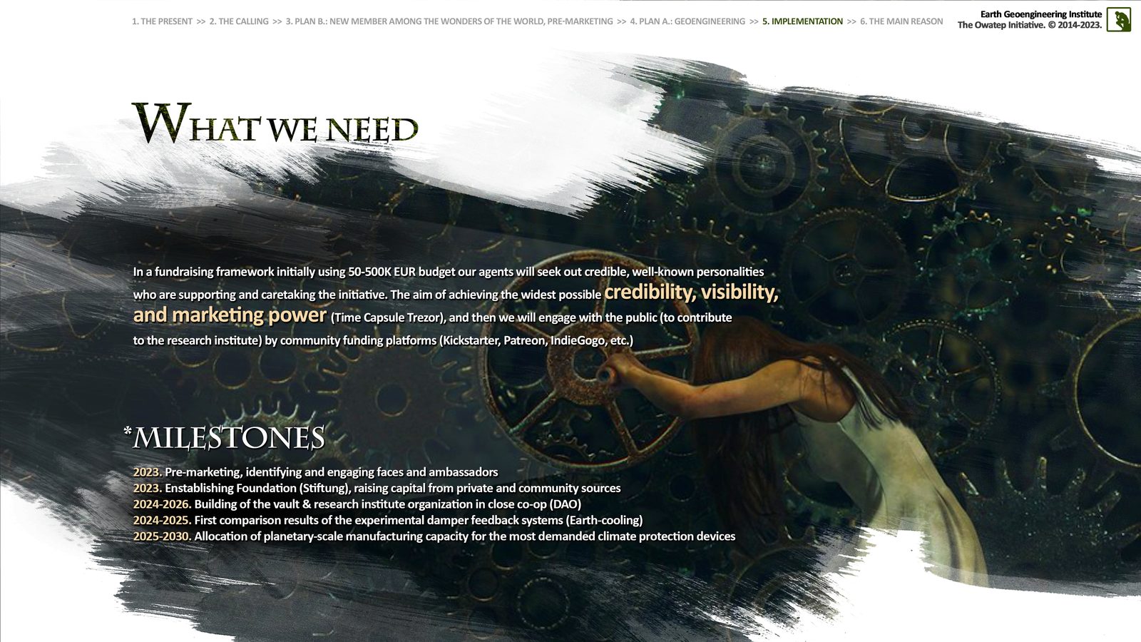 Implementation milestones